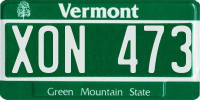 VT license plate XON473