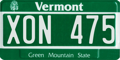 VT license plate XON475