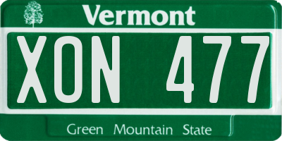 VT license plate XON477