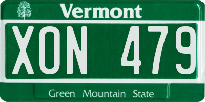 VT license plate XON479