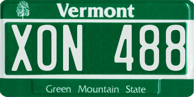 VT license plate XON488