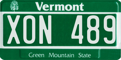 VT license plate XON489