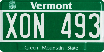 VT license plate XON493