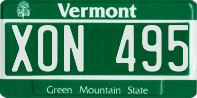 VT license plate XON495