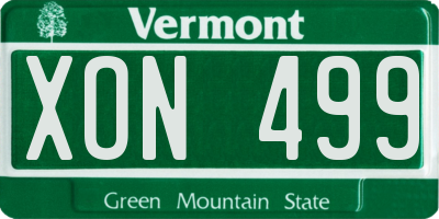 VT license plate XON499