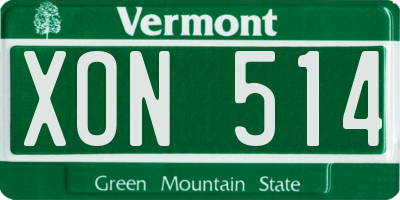 VT license plate XON514