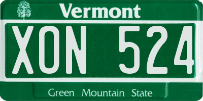 VT license plate XON524