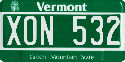 VT license plate XON532