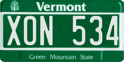 VT license plate XON534