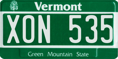 VT license plate XON535
