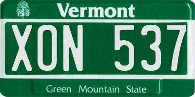 VT license plate XON537