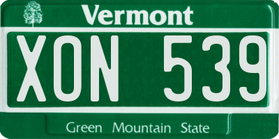 VT license plate XON539