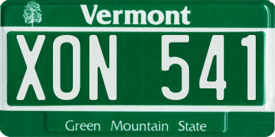 VT license plate XON541