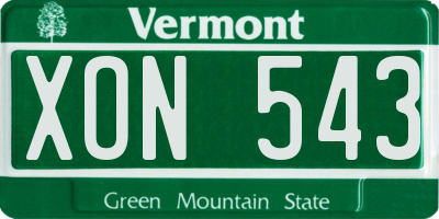 VT license plate XON543