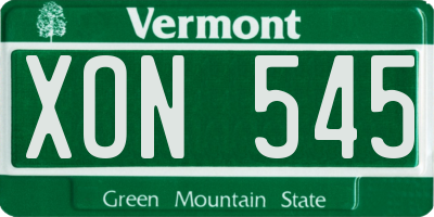 VT license plate XON545