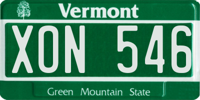 VT license plate XON546