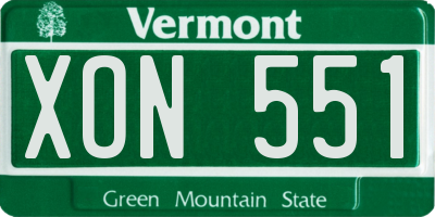 VT license plate XON551