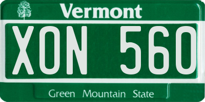 VT license plate XON560