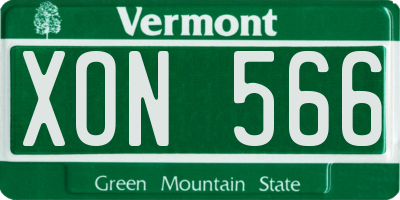 VT license plate XON566