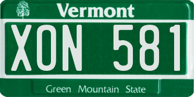 VT license plate XON581