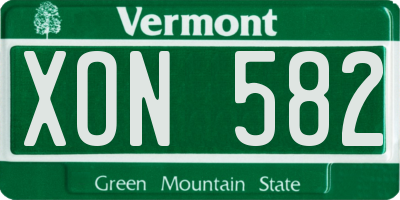 VT license plate XON582