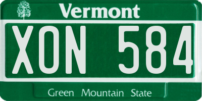 VT license plate XON584