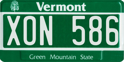 VT license plate XON586