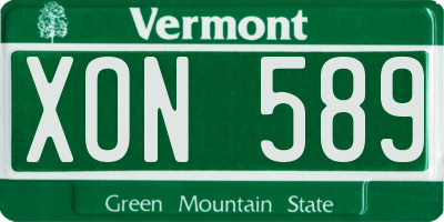 VT license plate XON589