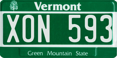 VT license plate XON593