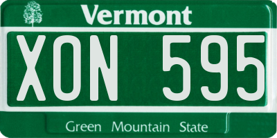 VT license plate XON595
