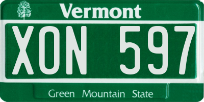 VT license plate XON597