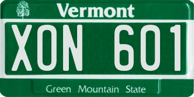 VT license plate XON601