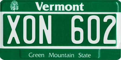 VT license plate XON602