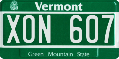 VT license plate XON607