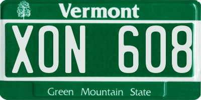 VT license plate XON608