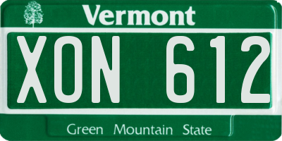 VT license plate XON612