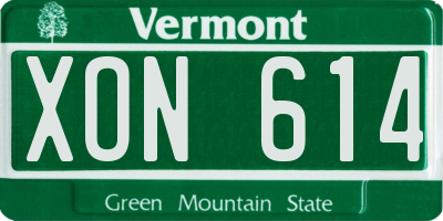VT license plate XON614