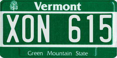 VT license plate XON615
