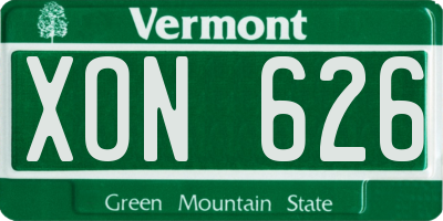 VT license plate XON626