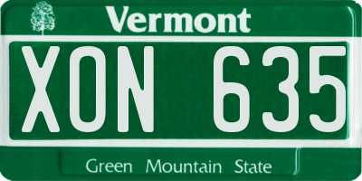 VT license plate XON635