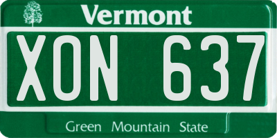 VT license plate XON637