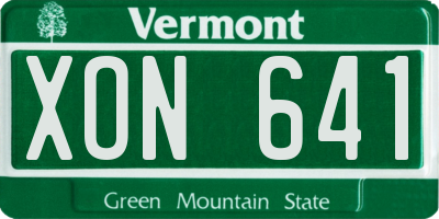 VT license plate XON641