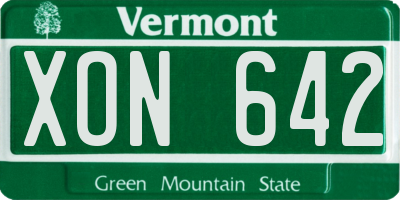 VT license plate XON642