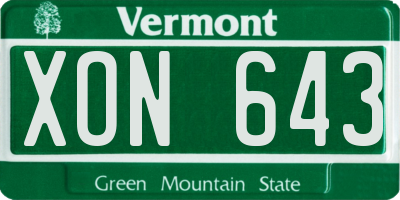VT license plate XON643
