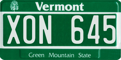 VT license plate XON645