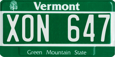 VT license plate XON647