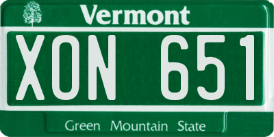 VT license plate XON651