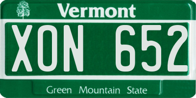 VT license plate XON652