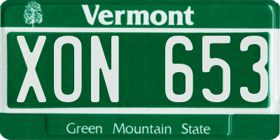 VT license plate XON653