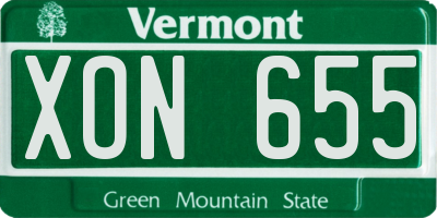 VT license plate XON655